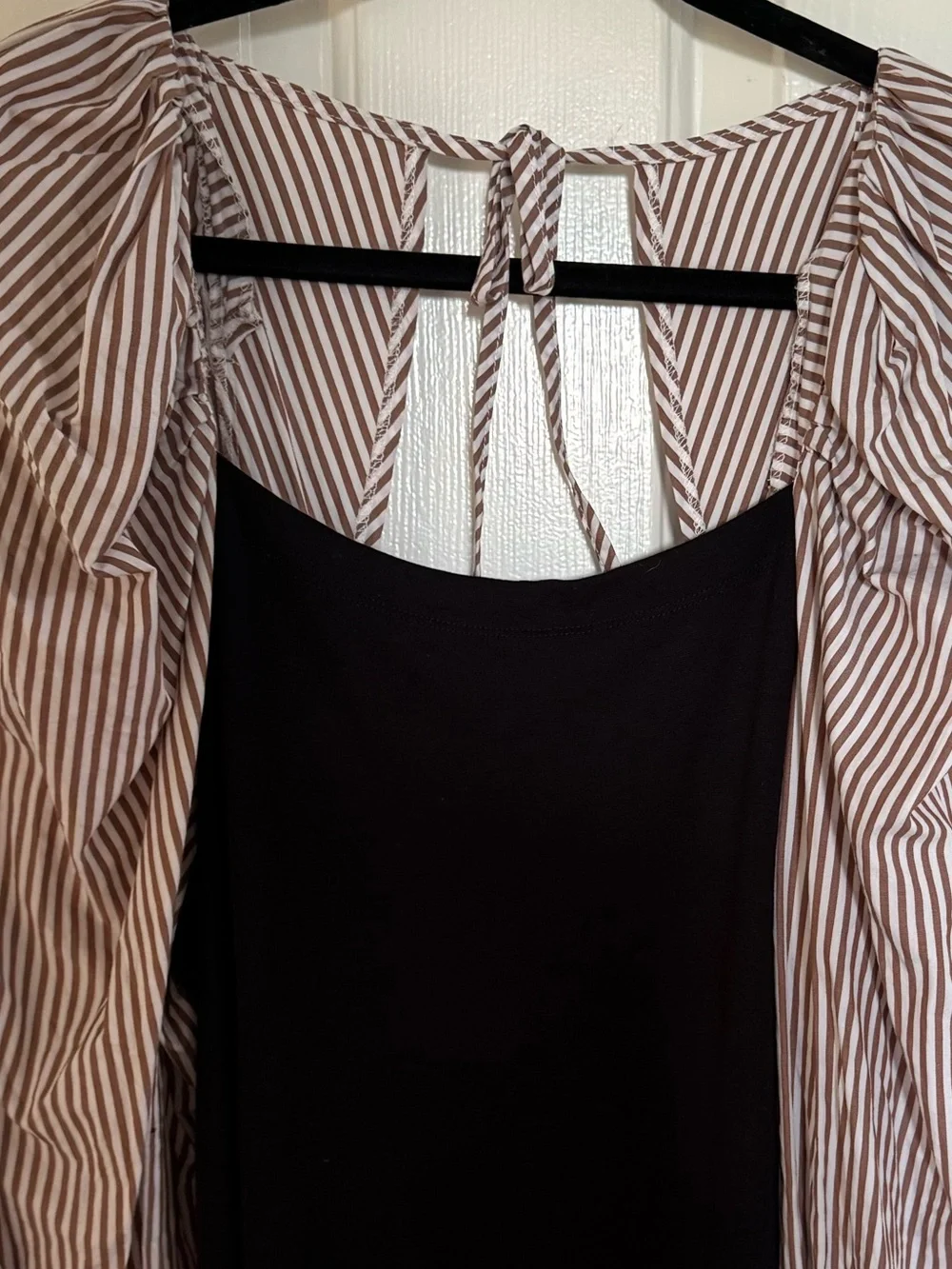 Maeve by Anthropologie Striped Puff-Sleeve Top with Black Bodice Size 1X